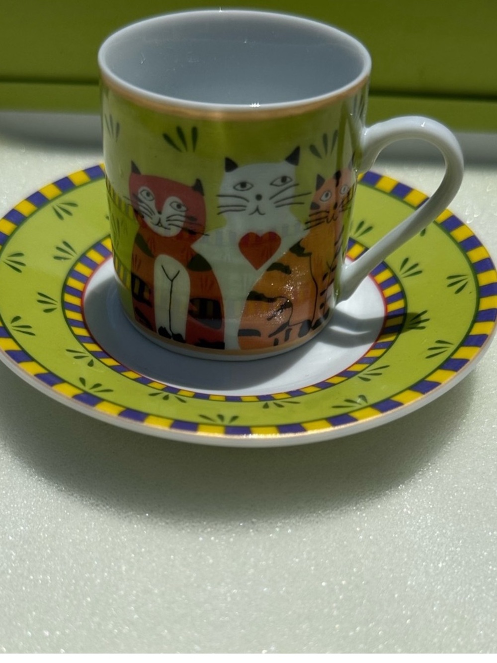 New Vtg Espresso Coffee Tea Cups Company Set Of 6 Cat Lover Coffee Porcelain Y2K - Picture 3 of 13